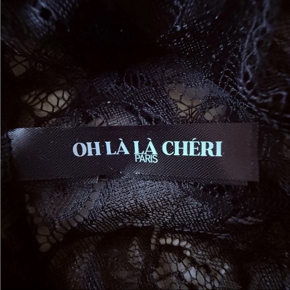 NWOT Oh La La Cheri Black Lace Teddy Bodysuit Satin Tie Womens L XL - Picture 3 of 7